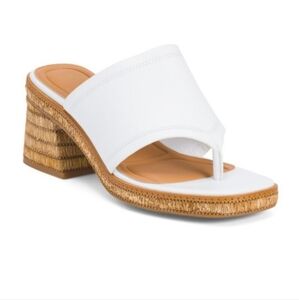 Franco Sarto White and Tan Heeled Sandals